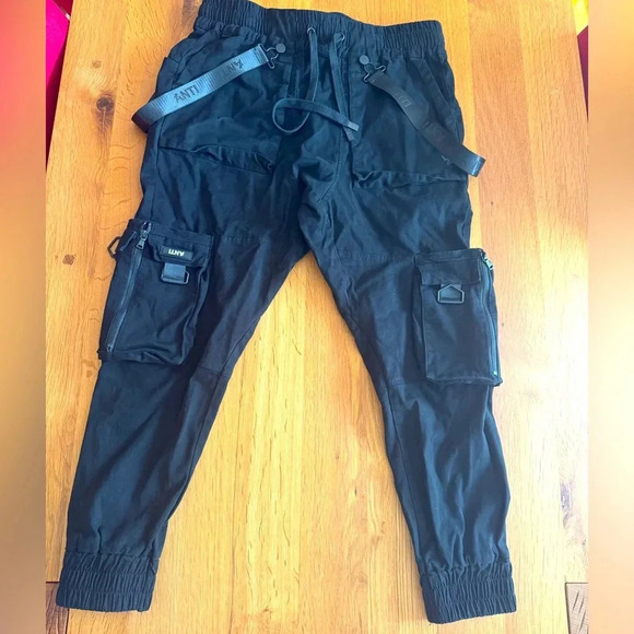The Anti Order Other - The Anti Order Cargo Pants Black Armed Forces Elite Joggers - Size XX